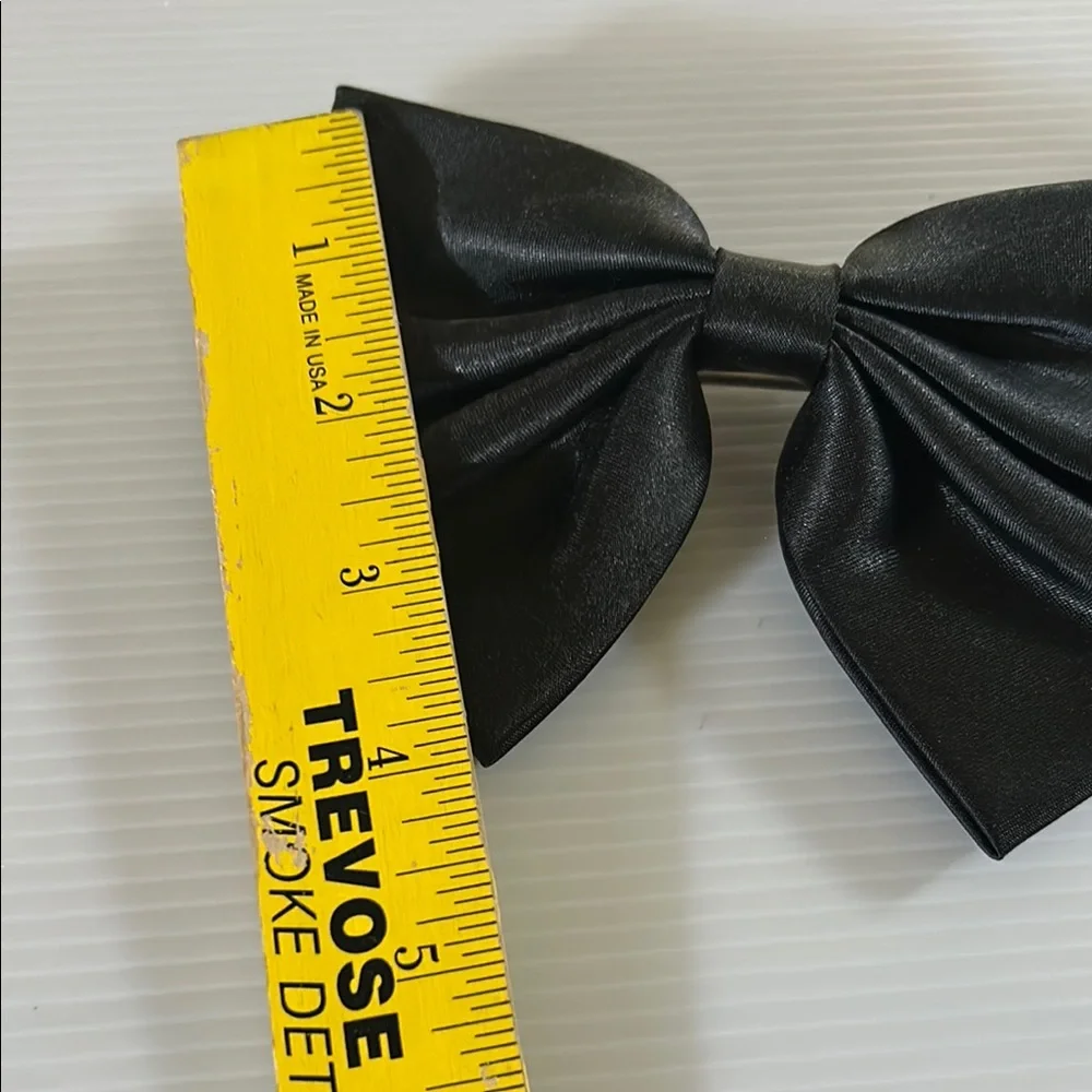 Vintage Black Satin Bow Hair Barrette